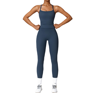 Hot Sale Women's Sleeveless Breathable <b>Crop</b> <b>Top</b> Gym Wear Breathable Yoga Bra with Leggings Front Logo Yoga Sets - Product Image 1