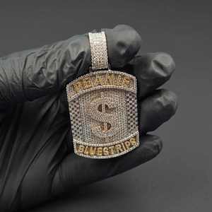 Colgante de Perro con Símbolo de Dólar, Plata, Texto Personalizado, Collar, Amuleto, Joyería Hecha a Mano, Regalo para Hombres, Mujeres, Unisex, Hip Hop - Product Image 2