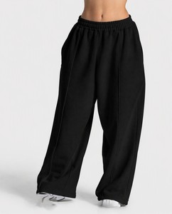 Custom Teal Green Elastic High Waist Women's Wide Leg Casual <b>Fleece</b> <b>Trousers</b> Private Label OEM Apparel Manufacturer USA UK EU - Product Image 2