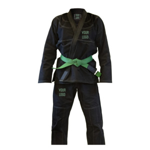 Kimono de BJJ Negro con Costuras Azules para Hombre, 100% Poliéster, Transpirable, Ropa de Artes Marciales, Talla Adulto, Corte Regular - Product Image 3