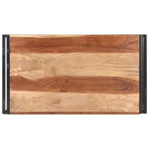 Tavolino da Caffè in Legno Massello di Acacia Marrone con Struttura in Acciaio Verniciato a Polvere Nero - Product Image 4