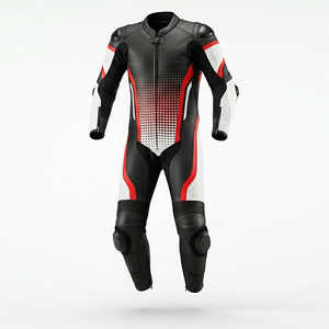 Unisex Full Sleeve Leather Motorcycle Racing Suit Color <b>Blocked</b> Breathable Quick Dry All Seasons Adult - Product Image 1