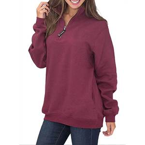 Nouvelles Tendances Hiver Femme : Sweat-shirt Oversize à Fermeture Éclair 1/4, Pull Polaire Uni à Épaules Tombantes, Hoodies Vierge Multicolores – Vente en Gros - Product Image 2