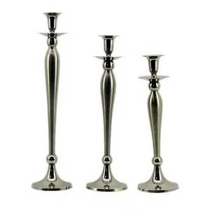 Elegant <b>Silver</b> Metal Square Taper Candle Holders Set of 3 Handmade Eco-Friendly Chrome <b>Candlestick</b> Stand for Hotel Decoration - Product Image 1