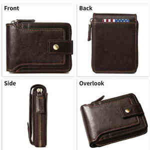 Cartera de Cuero para Hombre con Correa, Cierre de Cremallera, Monedero Largo, Tarjetero, Bolsillo para Celular, Elegante y Funcional - Product Image 4