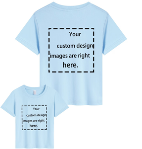 Custom Printed Light Blue Short Sleeve O-Neck T-Shirt Kids Casual Wear 100% Cotton Jersey Fabric 160g Eco-Friendly Anti-Pilling - Product Image 1