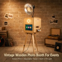 Machine photo numérique rétro en bois avec écran tactile de 15,6 pouces, imprimante intégrée et mini PC pour location d'événements, mariages et fêtes