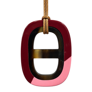 Collar con Colgante de Cuerno Bicolor Rojo y Rosa y Letra B de Búfalo - Joyería de Moda para Mujer, Ideal para Aniversario - Product Image 1