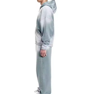 Ensemble de survêtement homme hiver délavé à l'acide, sweat à capuche zippé et pantalon de jogging ample, 2 pièces, respirant et écologique – Vente chaude - Product Image 2