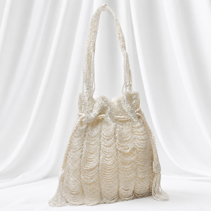 Sac Potli Perlé Doré et Argenté pour Femme, Pochette de Mariage et de Fête, Sac à Main Fait Main avec Cordon de Serrage, Ensemble de Sacs Ethniques pour Dames - Product Image 6