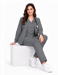 Bata de Laboratorio Profesional Color Marfil para Cirujano, Unisex, Transpirable, de Algodón y Poliéster, Uniforme Médico de Manga Larga para Trabajo Clínico - Product Image 6