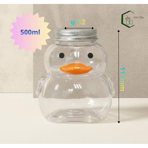Bouteille en plastique PET de 500 ml en forme de canard mignon avec bouchon à vis en aluminium pour boissons comme le thé au lait, le jus, le café - Emballage de boissons OEM - Product Image 1