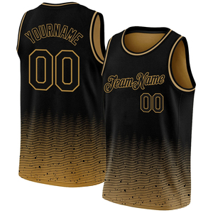 Maillot de basket-ball personnalisé noir et or pour Golden State, sublimé, en maille, sans manches, unisexe, pour adulte, 100 % polyester - Product Image 1