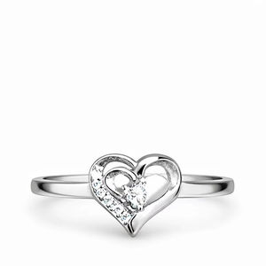 Bague en argent sterling 925 en forme de cœur, bague en argent massif mignonne et romantique pour femmes, à porter à la mode - Product Image 1