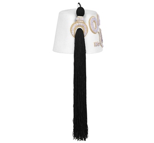 Sombrero Fez Personalizado con Pedrería Blanca Pura, Emblema de Reina Egipcia, Borla Larga Negra, para Ceremonias Fraternales - Product Image 3