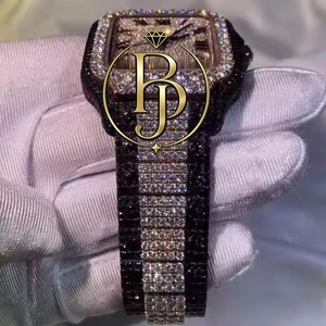 Montre-bracelet de luxe Briva à quartz, cadran carré, chiffres romains, verre serti de pierres précieuses étincelantes, lunette en acier inoxydable, étanchéité 10 bars - Product Image 3