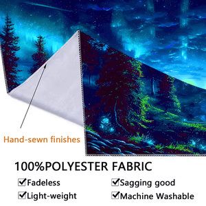 Arazzo Fluorescente di Grandi Dimensioni con Stampa di Montagna Stellata, Foresta e Lago, Design che si Illumina alle Luci Fluorescenti, Perfetto per l'Arredamento Domestico - Product Image 3
