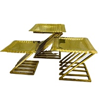 Ensemble de 3 supports décoratifs en métal doré style Z pour buffet, mariage, Ramadan, Diwali, présentoir de style moderne du milieu du siècle