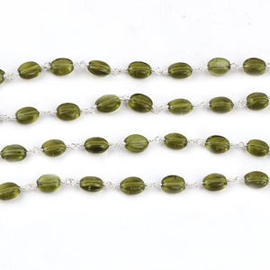 Natural Olive Green Peridot Hydro Rosary Style Beaded Chain With Glossy Shine For Necklace And Bracelet Making Jewelry Craft - Product Image 6