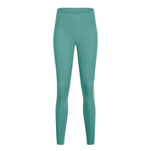 Leggings taille haute unis pour femme, tricotés sans couture, 51% polyamide, 38% polyester, 11% élasthanne, effet froncé aux fesses, anti-humidité, OEM - Product Image 1
