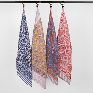 Organic Block Printed Cotton Bandana Multicolor Floral Neck Scarf Unisex Bohemian Style <b>Head</b> <b>Wrap</b> - Product Image 5