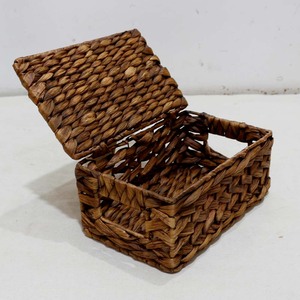 Best Selling Water Hyacinth Woven Home Storage Box <b>Desktop</b> <b>Organizer</b> with Hinged Lid and Handles - Product Image 1