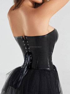 Sexy Cotton Polyester High Compression Overbust Corset Bustier Top Zipper Lace Steampunk Women's <b>Shapewear</b> Breathable - Product Image 6