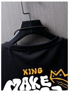 เสื้อยืดโอเวอร์ไซส์สีดำพิมพ์ลายสำหรับผู้ชาย ราคาโรงงาน แขนสั้น คอกลม พิมพ์ลายตัวอักษรด้านหลัง ผ้าเจอร์ซีย์คอตตอน 100% - Product Image 5
