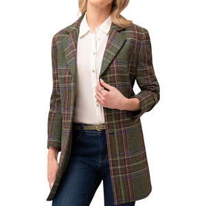 เสื้อแจ็คเก็ตมอเตอร์ไซค์ลายสก็อตผสมขนสัตว์สำหรับผู้หญิง ดีไซน์หรูหราติดกระดุมด้านหน้า สไตล์ลำลองทันสมัยสำหรับฤดูใบไม้ร่วงและฤดูหนาว บุด้วยผ้าฝ้ายให้ความอบอุ่น - Product Image 5