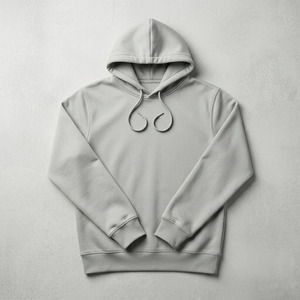 Sweat-shirt à capuche unisexe en molleton de coton gris clair uni, personnalisable en gros pour hommes et femmes - Product Image 1