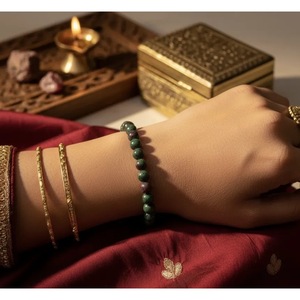 Pulsera de cuentas de zoisita rubí natural hecha a mano en India, pulsera de cristal curativa Revival, brazaletes al por mayor - Product Image 4