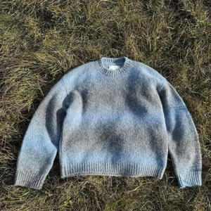 Maine Embroidered Crewneck <b>Cardigans</b> <b>Men</b> Women Knitted All Seasons Full Sleeve Solid Design Teal Color Wool Liner Nylon/Acrylic - Product Image 1