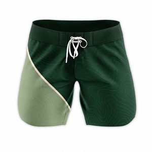 TESSUTO <b>Men</b>’s Forest <b>Green</b> Topographic Contour Print Drawstring Board <b>Shorts</b> Outdoor Swim Trunks Beach Swimwear - Product Image 1