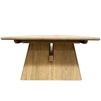 Table basse carrée en bois de manguier avec piétement en tréteau, style moderne et rustique pour salon