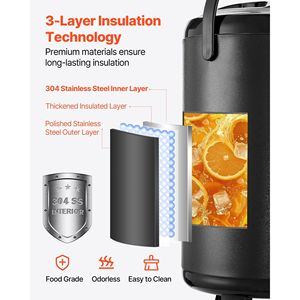 Dispenser Termico per Bevande in Acciaio Inox da 12L/3,2 Galloni con Rubinetto e Display della Temperatura per Bevande Calde - Product Image 4