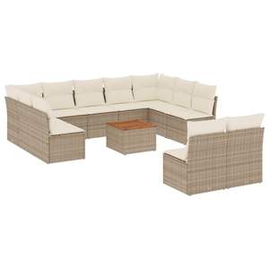 Conjunto de Sofás Modulares de Jardín en Ratán Sintético PE Beige, con Capacidad para Más de 10 Personas, Muebles de Exterior Resistentes a la Intemperie, Diseño Contemporáneo - Product Image 2