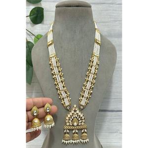 Glamorous Premium Quality Antique Finish Traditional Brass Pendant <b>Pearl</b> Beads <b>Necklace</b> <b>Set</b> for Wedding and Party Wear for Women - Product Image 2