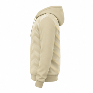 Sweat-shirt à capuche beige personnalisé, motif géométrique en chevron, unisexe, streetwear décontracté - Product Image 1