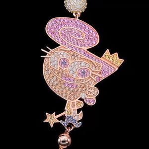 Collier en argent 925 personnalisé, bijoux hip-hop, pendentif personnage de dessin animé Cosmo Wanda, chaîne à billes en or rose pour hommes - Product Image 3