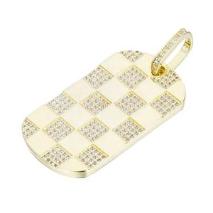 Geometric Checkerboard Moissanite Diamond Pendant 925 Silver Rhodium Plated Luxury Charm Unisex Everyday Wear - Product Image 4