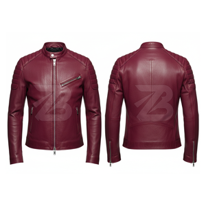 2023 Custom Men's Full Sleeves Leather <b>Jacket</b> Street Wear Style with Stand Collar Hood <b>Winter</b> Pocket Decoration High Quality - Product Image 5