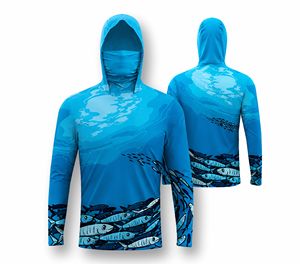 Sudadera de Pesca para Hombre con Protección Solar UPF 50, Manga Larga, Estampado por Sublimación, Anti-UV, Diseño de Peces Azules, Ropa para Exteriores - Product Image 1