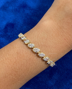 14K Yellow Solid Gold Platinum Plated Handmade Classic Style 20 Carat Lab Grown Diamond Tennis Bracelet Unisex Big Diamond <b>Party</b> - Product Image 1