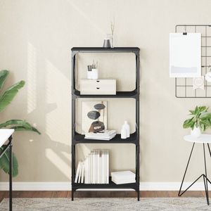Librería de madera y metal de ingeniería en color negro, tamaño 23.2x13.8x52.0 pulgadas - Product Image 1