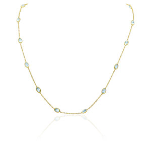 Collar de Plata de Ley 925 con Topacio Azul para Mujer, Chapado en Oro, Corte Ovalado, Joyería Minimalista - Product Image 1