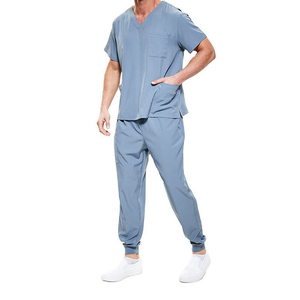 Unisex Medical <b>Scrub</b> <b>Sets</b> Denim <b>Scrubs</b> Top and Pants Customizable High Quality Polyester Twill Needle Detection Hospital Use - Product Image 1