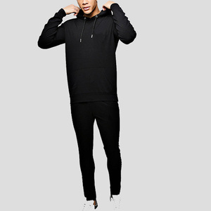 Conjunto Deportivo Personalizado para Hombre, Sudadera con Capucha Negra de Manga Larga, Pantalones de Color Sólido, Algodón, Corte Regular, Ropa de Otoño - Product Image 3