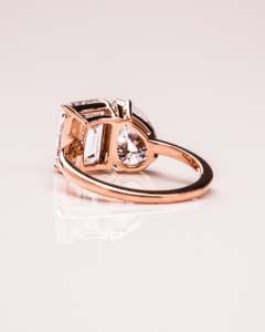 14k Gold F VS2 Emerald & Pear Cut Lab Grown Diamond Toi Et Moi Ring IGI Certified Prong Sett Diamond Two <b>Stone</b> Engagement Ring - Product Image 2