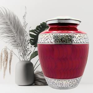 Urne funéraire haut de gamme Poppy – Gravée à la main sur nickel et finition émail - Product Image 2