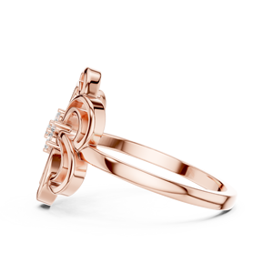 Bague épaisse en or rose HB avec diamant de laboratoire et accent floral pavé pour femme, cadeau de mariage ou de fiançailles - Product Image 4